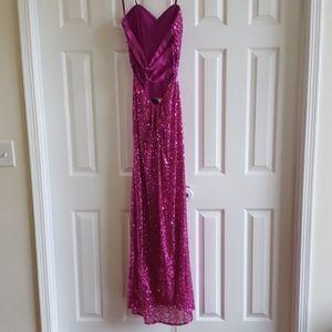 Strapless Floor Length Formal Sequin Dress